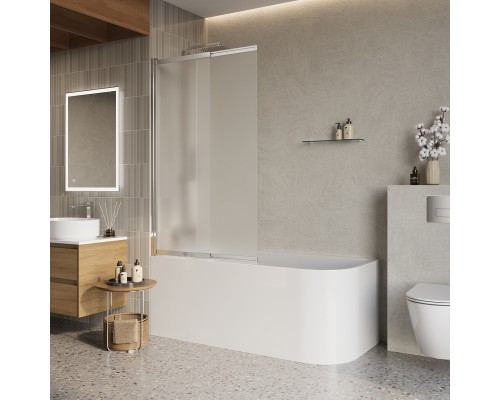 Шторка для ванны BelBagno Luce 90x145 LUCE-VF-11-90/145-P-Cr профиль хром, стекло рифленое