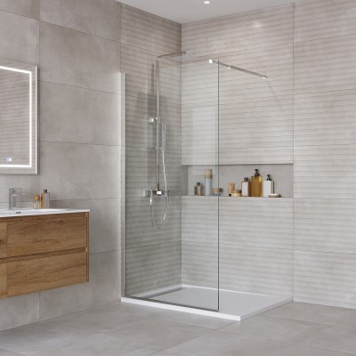 Душевая перегородка BelBagno Kraft 100х195 KRAFT-L-1-100-C-Cr профиль хром, стекло прозрачное