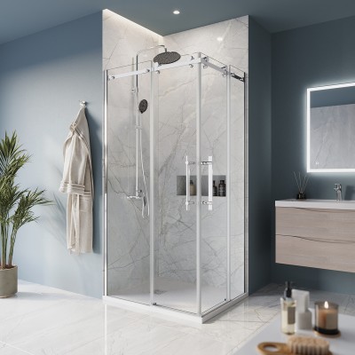 Душевой уголок BelBagno Marino 100x80x195 MARINO-AH-2-100/80-C-CR профиль хром, стекло прозрачное