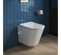 Унитаз подвесной BelBagno Due BB3103CHR-BS/SC безободковый, с функцией биде и смесителем, крышка-сиденье с микролифтом в комплекте