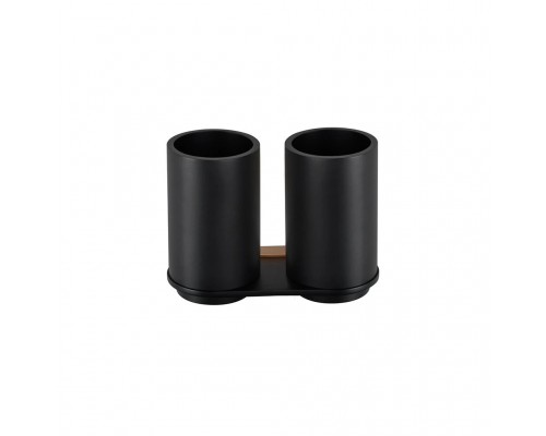 Стакан для щеток Bemeta Galla 108110020 двойной, черный матовый/розовое золото глянцевое