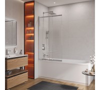 Шторка для ванны Cezares Slider 800х1500 SLIDER-VF-11-80/150-C-Cr профиль хром, стекло прозрачное