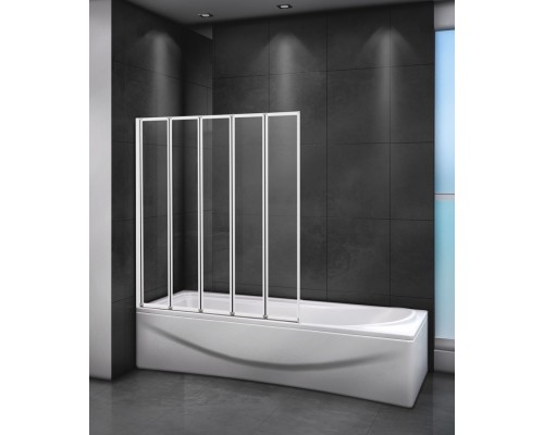 Шторка для ванны Cezares Relax 1200х1400 RELAX-V-5-120/140-C-Bi профиль белый, стекло прозрачное