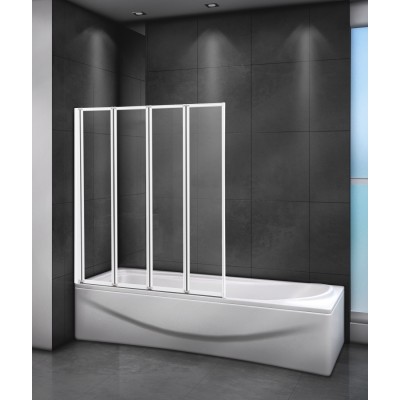 Шторка для ванны Cezares Relax 1000х1400 RELAX-V-4-100/140-C-Bi профиль белый, стекло прозрачное