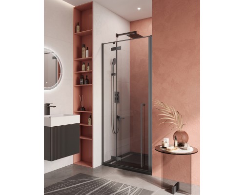 Душевая дверь Cezares Liner 900x1950 LINER-B-12-90-C-NERO-L профиль черный/матовый, стекло прозрачное