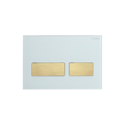 Кнопка смыва Cezares Lux LUX-GB-2-BORO белое стекло/брашированное золото