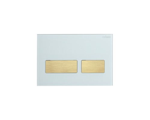 Кнопка смыва Cezares Lux LUX-GB-2-BORO белое стекло/брашированное золото