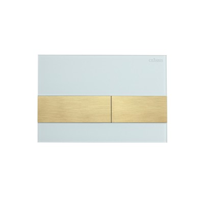 Кнопка смыва Cezares Lux LUX-GB-1-BORO белое стекло/брашированное золото