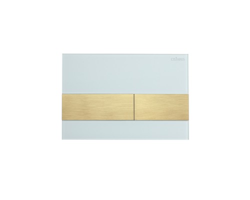 Кнопка смыва Cezares Lux LUX-GB-1-BORO белое стекло/брашированное золото