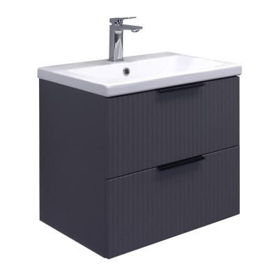 Тумба Comforty Лима 60П2 Антрацит с раковиной Como 60 подвесная 00-00019176CF