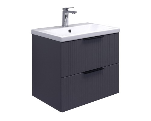Тумба Comforty Лима 60П2 Антрацит с раковиной Como 60 подвесная 00-00019176CF