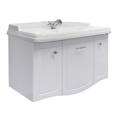 Тумба Comforty Палини 100 Белый глянец с раковиной Comforty 3310 подвесная 00-00019754CF