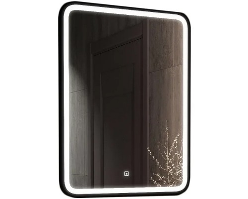 Зеркало Comforty Нобилис 60 LED-подсветка, черная рамка, бесконтактный сенсор 00-00005256
