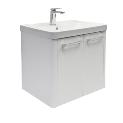 Тумба Comforty Катунь 60ПД Белый/матовый с раковиной Comforty 4460 подвесная 00-00018663CF
