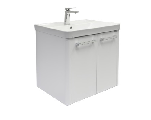 Тумба Comforty Катунь 60ПД Белый/матовый с раковиной Comforty 4460 подвесная 00-00018663CF