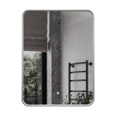 Зеркало Comforty Сириус 60 в алюминиевой раме, LED IC-подсветка холодный свет, сенсор, серебряный/матовый 00-00014193CF