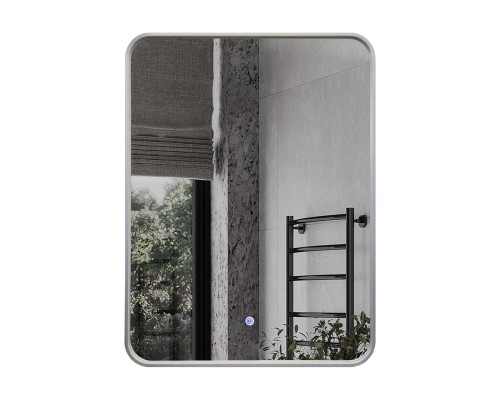 Зеркало Comforty Сириус 60 в алюминиевой раме, LED IC-подсветка холодный свет, сенсор, серебряный/матовый 00-00014193CF