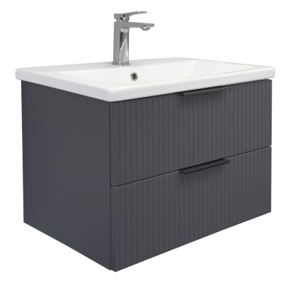 Тумба Comforty Лима 70П2 Антрацит с раковиной Como 70 подвесная 00-00019212CF
