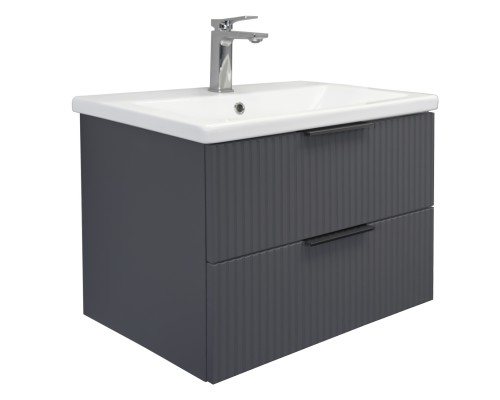 Тумба Comforty Лима 70П2 Антрацит с раковиной Como 70 подвесная 00-00019212CF