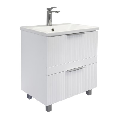 Тумба Comforty Лима 60Н2 Белый/матовый с раковиной Como 60 напольная 00-00019173CF