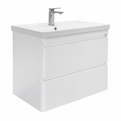 Тумба Comforty Енисей 80П2 Белый глянец с раковиной Comforty 4480 подвесная 00-00021339CF