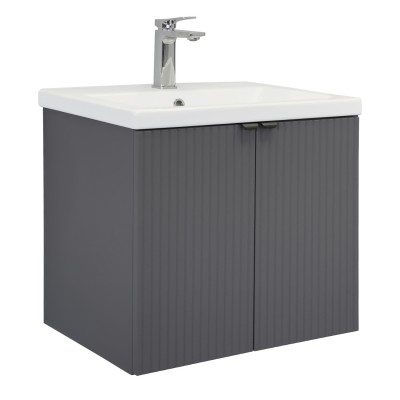 Тумба Comforty Лима 60П Антрацит с раковиной Como 60 подвесная 00-00019236CF