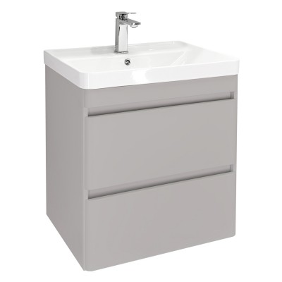 Тумба Comforty Енисей 60П2 Серый шелк с раковиной Comforty 4460 подвесная 00-00022356CF