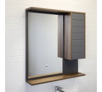 Зеркало-шкаф Comforty Кемер 75 Антрацит/дуб тёмно-коричневый LED-подсветка 00-00014147CF