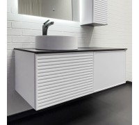 Тумба Comforty Геленджик 120 Белый/матовый со столешницей под мрамор Калакатта Блэк c раковиной Comforty 9110 подвесная 00-00018707CF