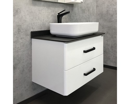 Тумба Comforty Амстердам 75 Белый/глянцевый с черной матовой столешницей с раковиной Comforty T-Y9378 00-00004668CF