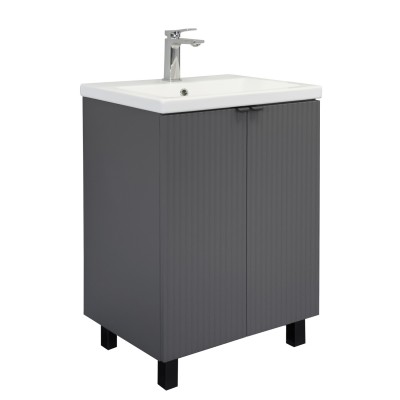 Тумба Comforty Лима 60Н Антрацит с раковиной Como 60 напольная 00-00019240CF