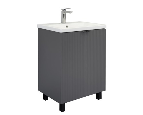 Тумба Comforty Лима 60Н Антрацит с раковиной Como 60 напольная 00-00019240CF