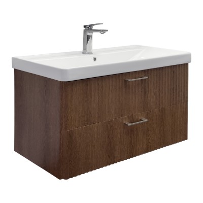Тумба Comforty Ангара 90П Дуб темно-коричневый c раковиной Comforty 4490 00-00021037CF