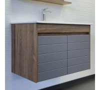 Тумба Comforty Кемер 75 Антрацит/Дуб тёмно-коричневый с раковиной Comforty 75Е подвесная 00-00017883CF
