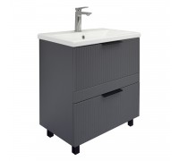 Тумба Comforty Лима 70Н2 Антрацит с раковиной Como 70 напольная 00-00019179CF