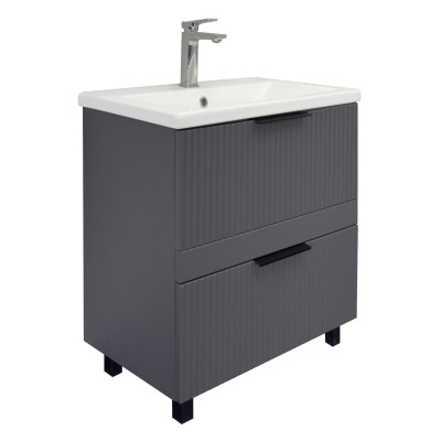 Тумба Comforty Лима 70Н2 Антрацит с раковиной Como 70 напольная 00-00019179CF