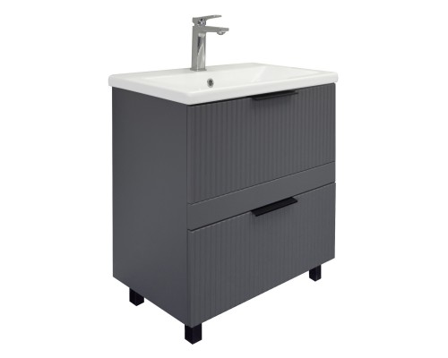 Тумба Comforty Лима 70Н2 Антрацит с раковиной Como 70 напольная 00-00019179CF