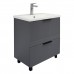 Тумба Comforty Лима 70Н2 Антрацит с раковиной Como 70 напольная 00-00019179CF
