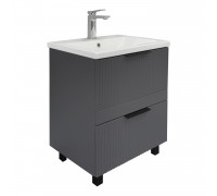 Тумба Comforty Лима 60Н2 Антрацит с раковиной Como 60 напольная 00-00019209CF