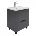 Тумба Comforty Лима 60Н2 Антрацит с раковиной Como 60 напольная 00-00019209CF