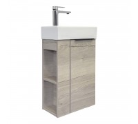 Тумба Comforty Матэ 40 Дуб дымчатый, левые полочки с раковиной Comforty 9140 подвесная 00-00015132CF