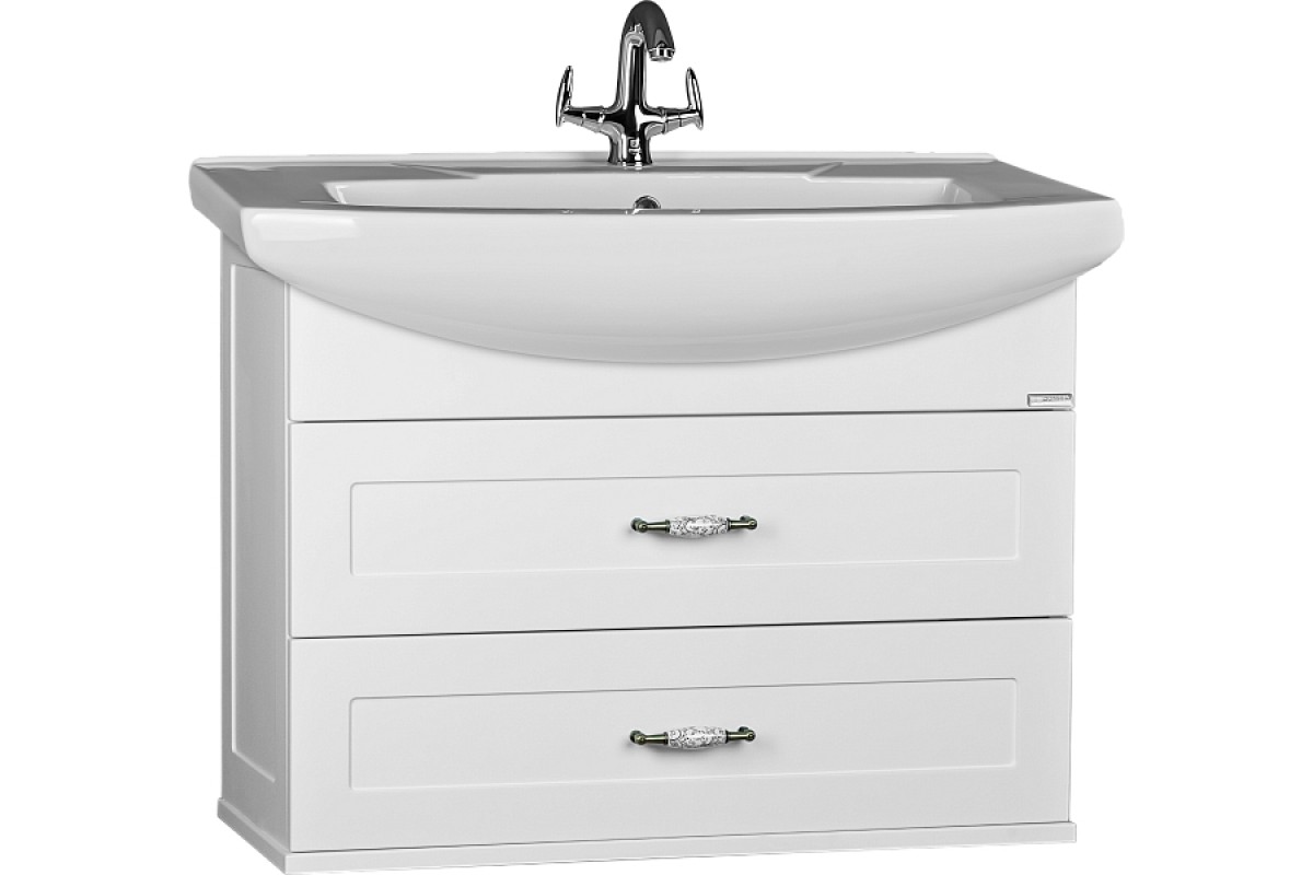 Купить Тумба подвесная Домино с умывальником Элеганс 75 Belle В2 Белый ...