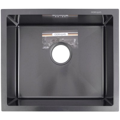 Мойка кухонная GERHANS 43х50 с сифоном, графит RK35043B