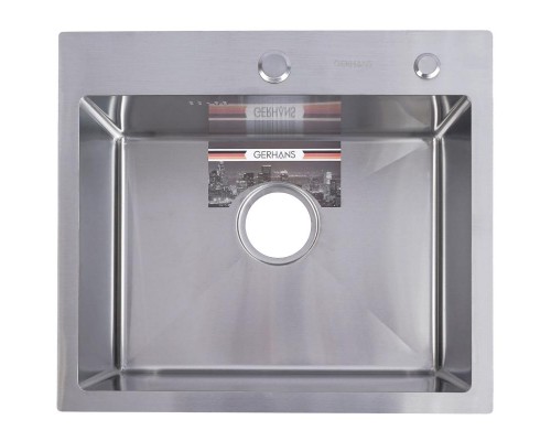 Мойка кухонная GERHANS 50х44 с сифоном, хром RK35044