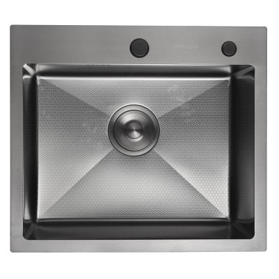 Мойка кухонная GERHANS 50х44 с сифоном, графит декор K35044BD