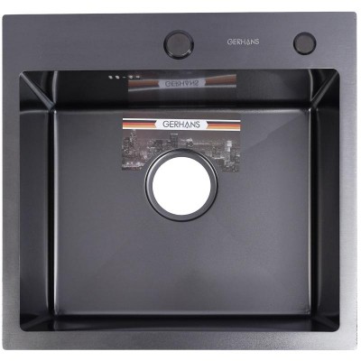 Мойка кухонная GERHANS 50х50 с сифоном, графит RK35050B