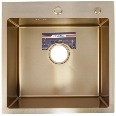 Мойка кухонная GERHANS 50х50 с сифоном, золото RK35050G