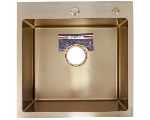 Мойка кухонная GERHANS 50х50 с сифоном, золото RK35050G