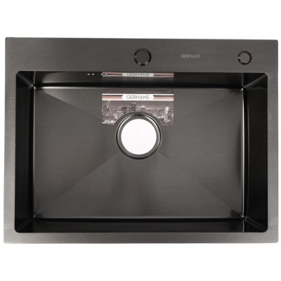 Мойка кухонная GERHANS 60х45 с сифоном, графит RK36045B