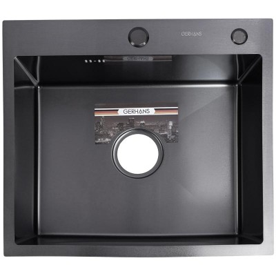 Мойка кухонная GERHANS 60х50 с сифоном, графит RK36050B